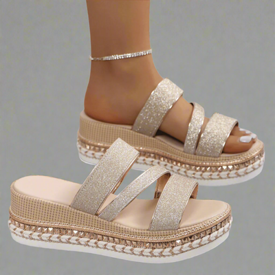 Helga | Comfortable wedge sandals made from premium fabric